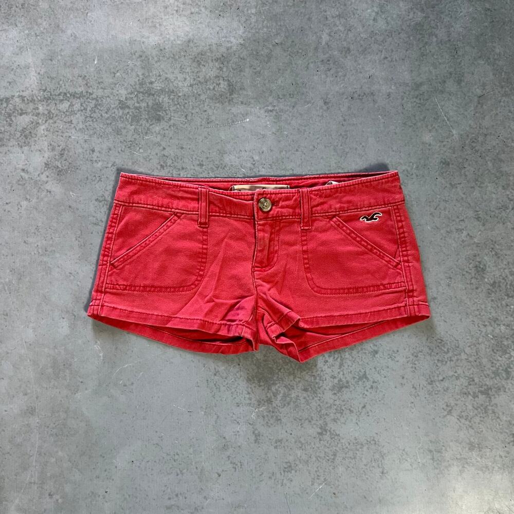 Hollister Ultra Low Rise Women's Size 0/24 Micro Red/Pink Mini Denim Shorts